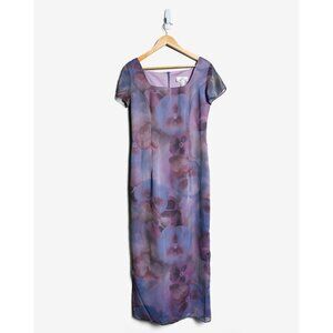 Vintage Floral Purple Evening Dress Lori Ann Montreal  Size 4